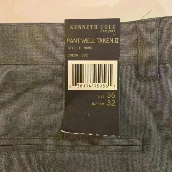NWT Kenneth Cole Mens Pant Well Taken II Stretch Trouser Gray Size 36 - Picture 8 of 8